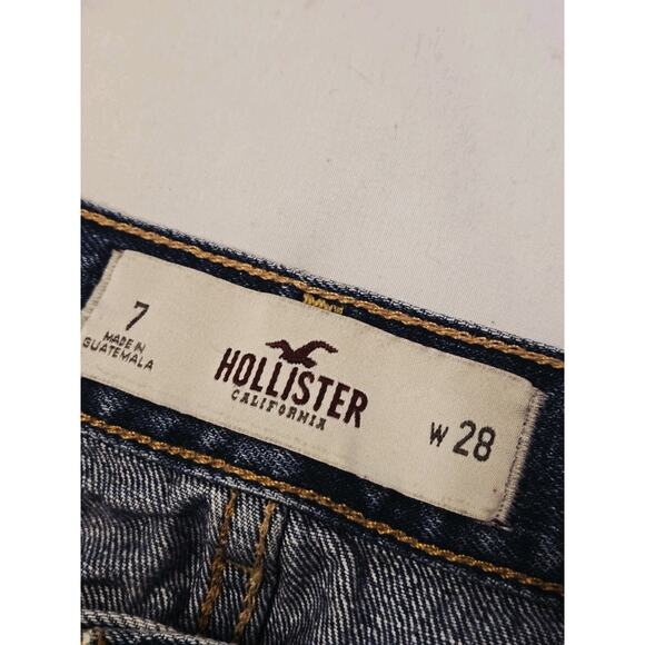 Hollister Jean SoCal Low Stretch Denim Ripped Shorts Sz 7 W 28 Festive Party Y2K - Picture 3 of 7
